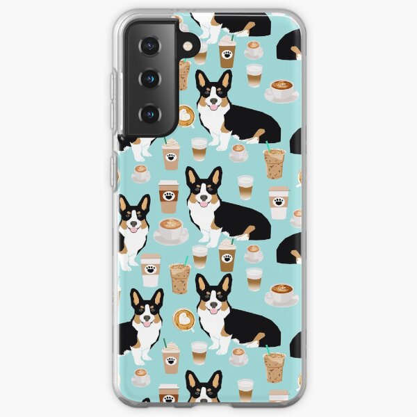 Welsh Corgi tri colored coffee lover dog gifts for corgis cafe latte pupuccino corgi crew Samsung Galaxy Soft Case