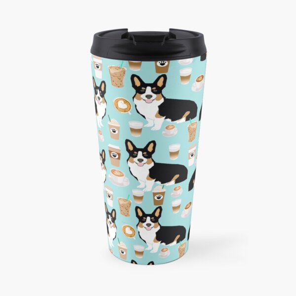Welsh Corgi tri color amante del café regalos para perros corgis café latte pupuccino corgi crew Taza de viaje