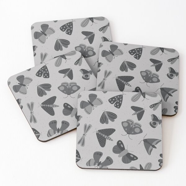 Item preview, Moths and Butterflies on a Light Speckled Background - gray - SHW1006 S designed and sold by Shiny Happy World.