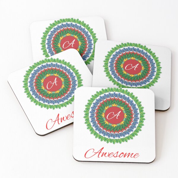 Item preview, Alphabet A with attribute Awesome leaf art Mandala circle design designed and sold by MubaraksArt.
