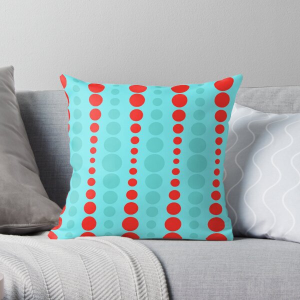 Retro Red and Turquoise Dots Throw Pillow