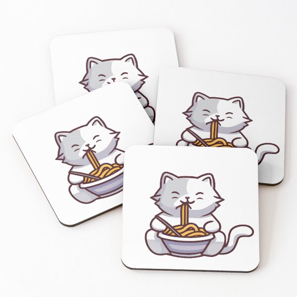 Item preview, White Cartoon Cat Eating Spaghetti designed and sold by mabdulrabn.