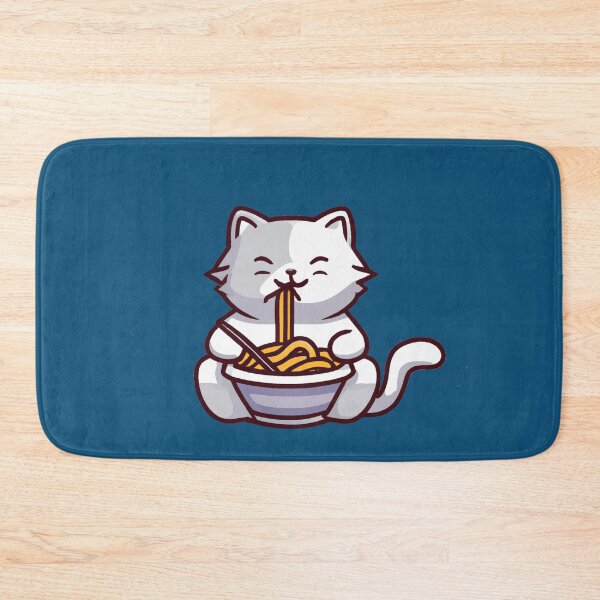 Aperçu de l'œuvre Chat de dessin animé blanc mangeant des spaghettis créée et vendue par mabdulrabn.