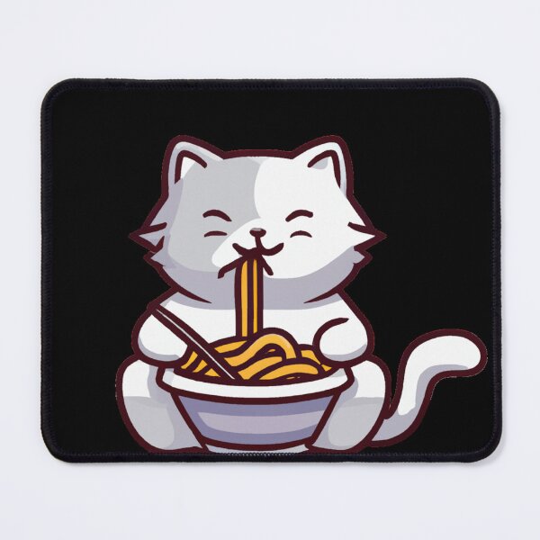 Item preview, White Cartoon Cat Eating Spaghetti designed and sold by mabdulrabn.