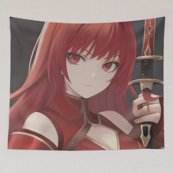 Item preview, Anime Red Hair Red Eyes Girl With A Sword Portrait  designed and sold by VersoShopping.