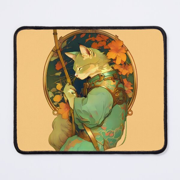 Item preview, Art Nouveau Traditional Japanese Samurai Cat designed and sold by entwithanaxe.