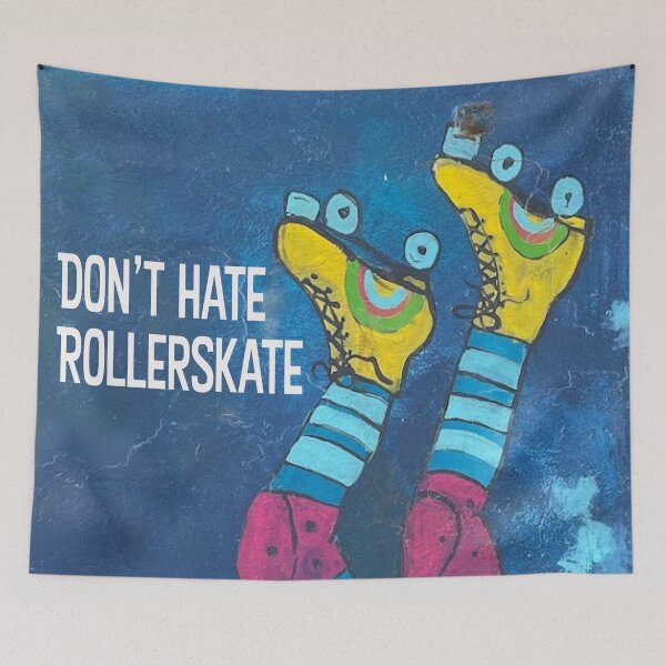Item preview, Dont Hate Rollerskate | 80s Skates, Upside Down Skater, Graffiti Art designed and sold by TheJadeCat.