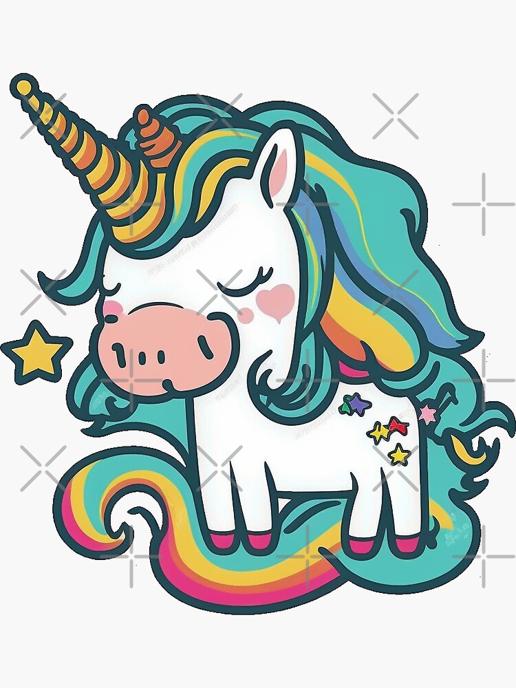 Lindo y lindo unicornio kawaii' Pegatina