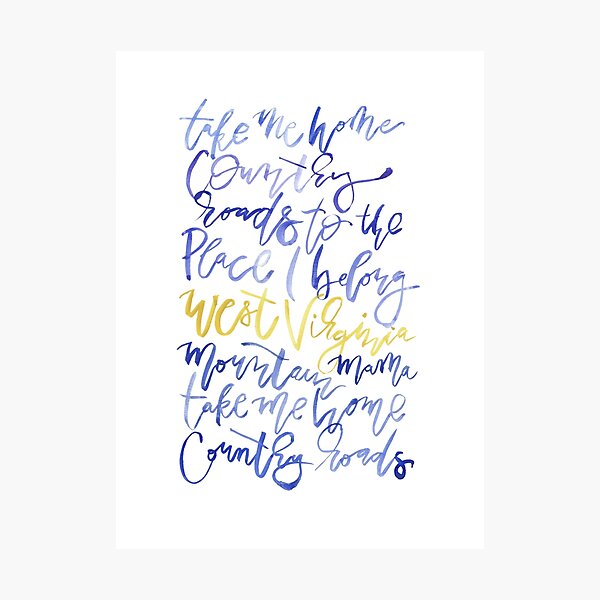 Item preview, Take Me Home Country Roads Watercolor Lyrics designed and sold by BreadandBrush.