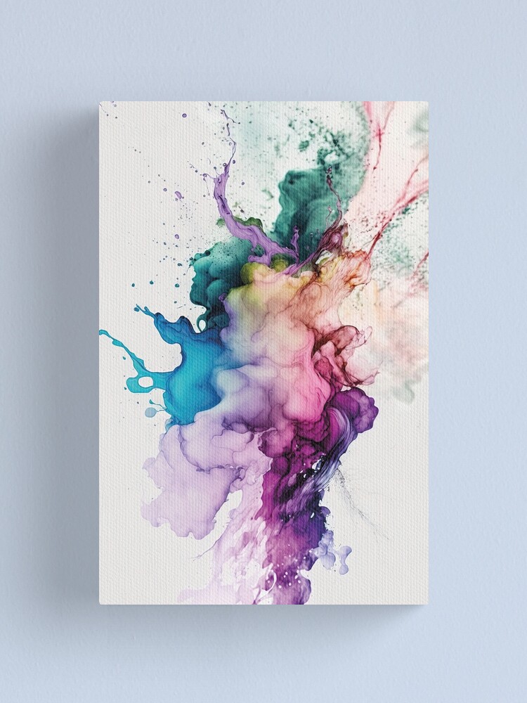 Abstract iridescent watercolor paint in warm and cool tones on canvas Stock  Illustration