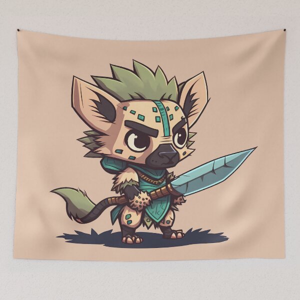Item preview, Adorable Kawaii Tribal Hyena Fighter designed and sold by tartanphoenix.