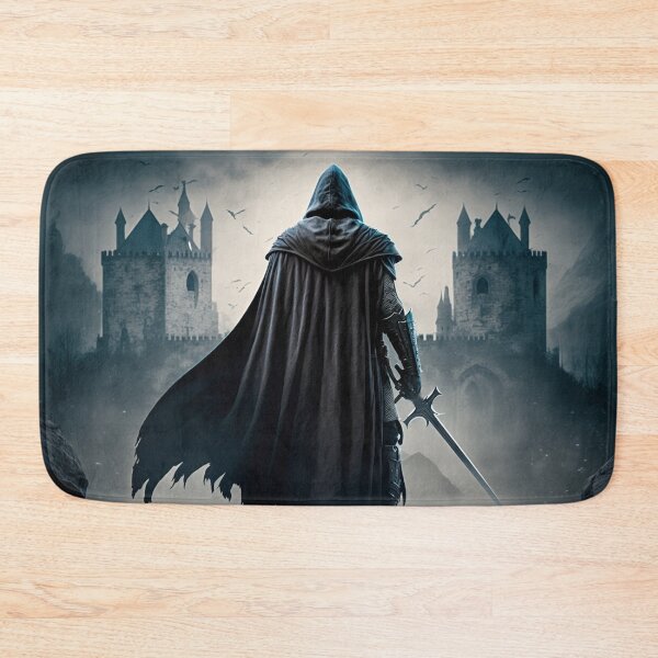Item preview, Dark Hooded and Cloaked Warrior Strides Towards Towering Castle, Sword in Hand designed and sold by Dragonstrom.