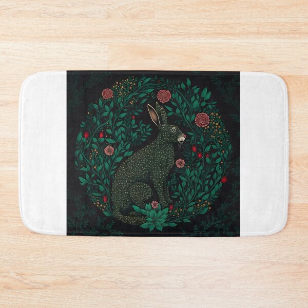 Item preview, Gond Painting: Noble Black Rabbit with Rose Motifs designed and sold by jcliu.