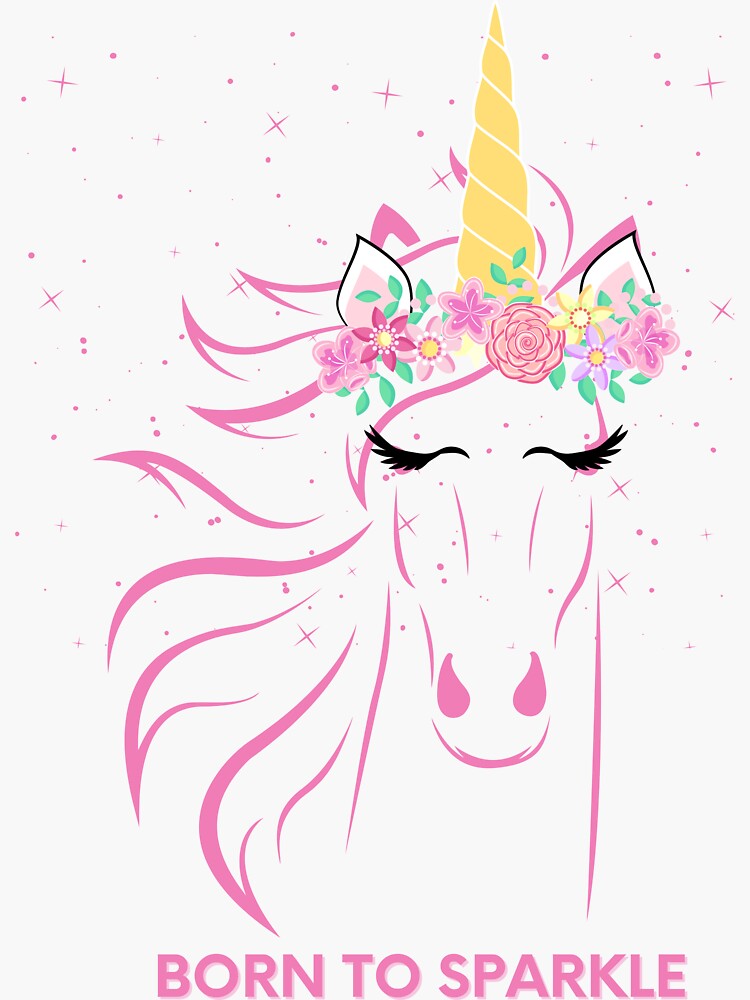 Thumbnail 3 of 3, Sticker, Born to Sparkle. Cute Pink Unicorn Shirt, Pastel Cute Unicorn designed and sold by ikaponStore.