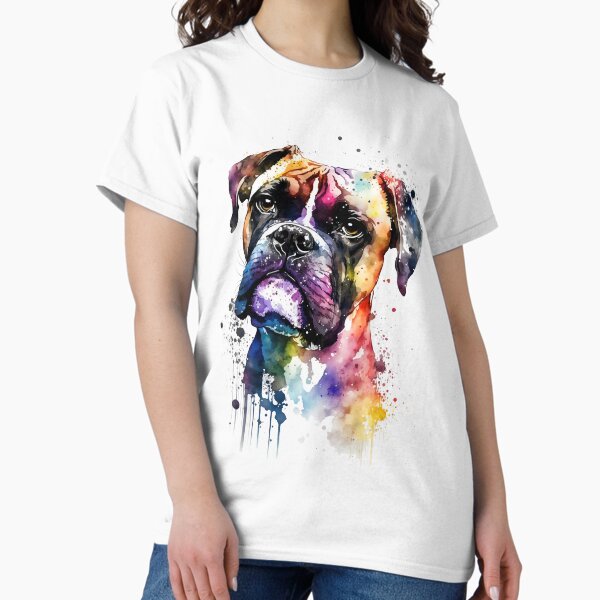 Item preview, Rainbow Boxer Dog Watercolor Portrait designed and sold by doglovershirts.
