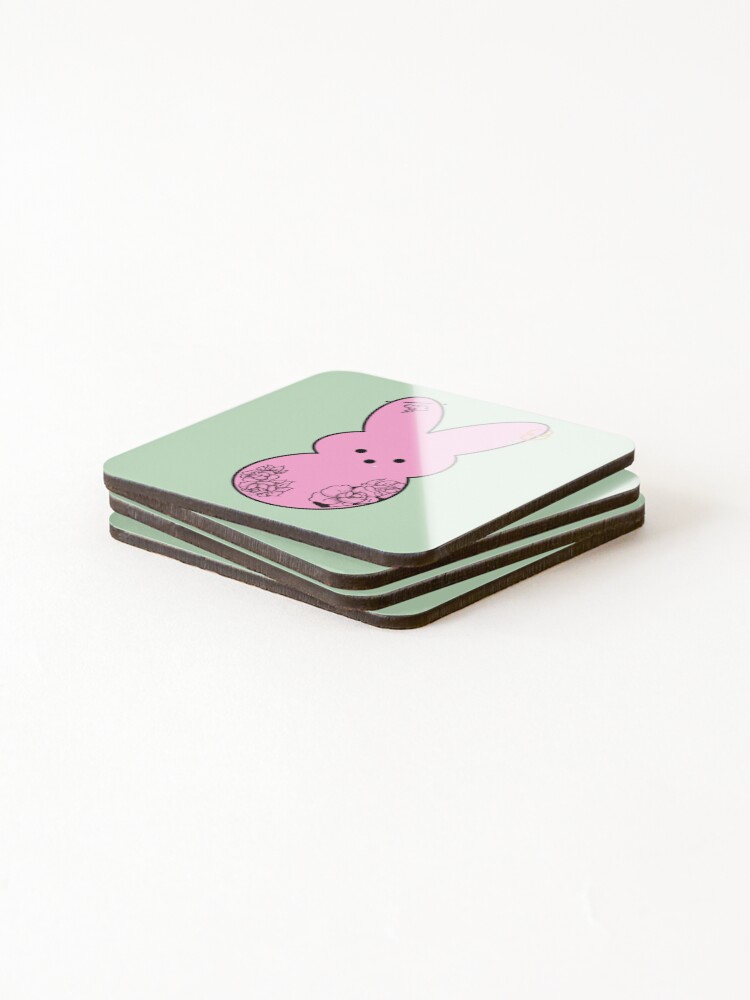 Thumbnail 4 of 5, Coasters (Set of 4), Pink Peep designed and sold by RooBooCo.