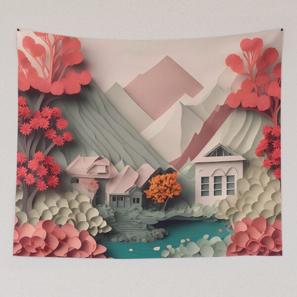 Item preview, Lake House Pink in Paper art style designed and sold by FormFinder.