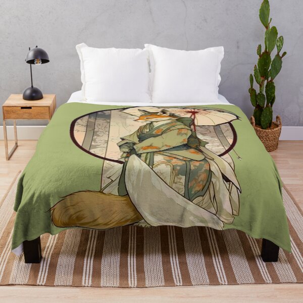 Item preview, Art Nouveau Traditional Japanese Kitsune In A Kimono designed and sold by entwithanaxe.