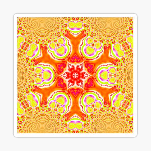 Orange star ornament mandala Sticker