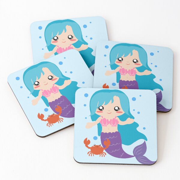 Item preview, cute mermaid and crab designed and sold by yessebel.