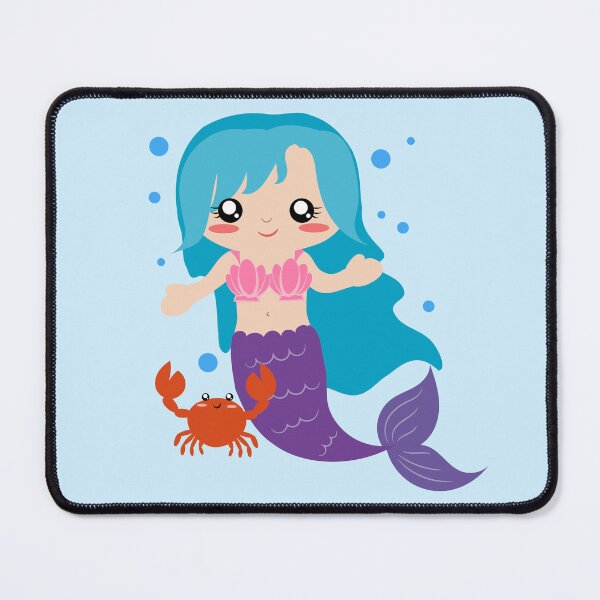 Item preview, cute mermaid and crab designed and sold by yessebel.