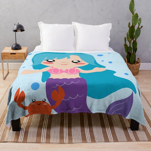 Item preview, cute mermaid and crab designed and sold by yessebel.