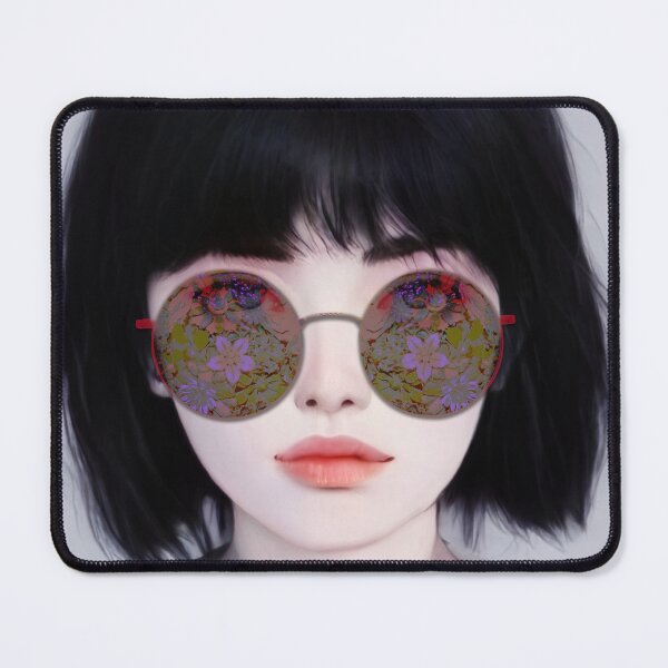 Item preview, Black Haired Girl Looking Through Glasses 3d Art designed and sold by Moonody Designs.