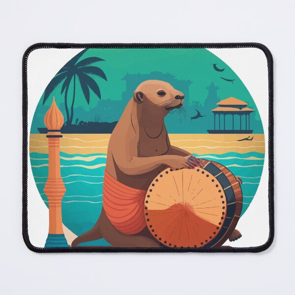 Item preview, Sea Lion Playing Tabla T-Shirt: Unique Graphic Design in a Scenic Setting designed and sold by Inspired Innovations.