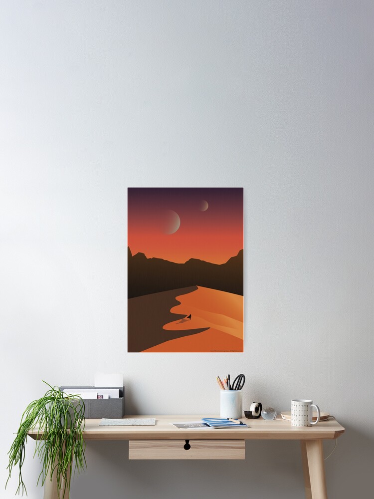 Thumbnail 2 of 3, Poster, Paul walks in the desert at sunrise - Dune art, Arrakis landscape designed and sold by primordialcloud.