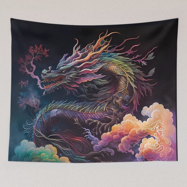 Item preview, Japanese Nature Dragon Flying Above the Clouds designed and sold by Sakashi-Canvas.