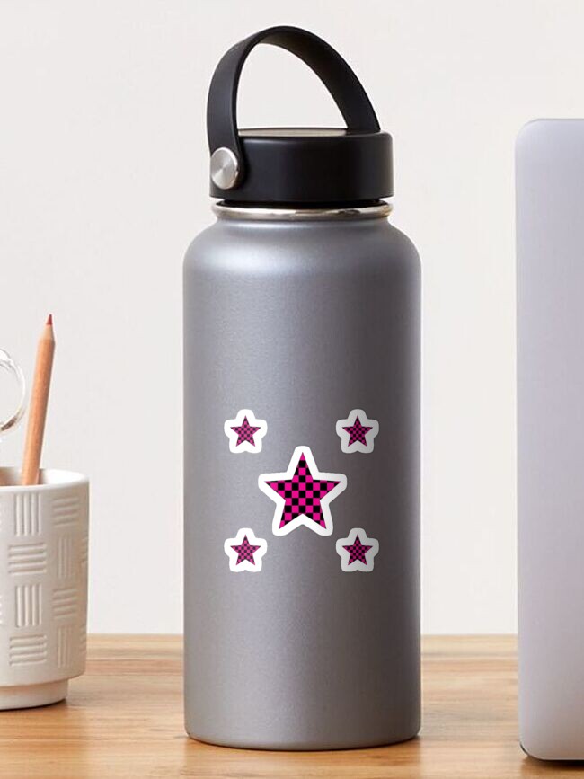 Checkered Pastel Icons Metal Water Bottle