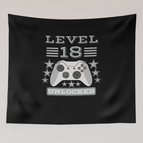 Item preview, level 18 unlocked birthday gif t-shirt design - Redbubble designed and sold by bluehatgraphics.