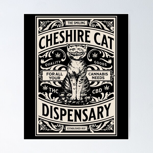 Item preview, Cheshire Cat Dispensary Weed Alice in Wonderland Trippy designed and sold by PUFFYP.