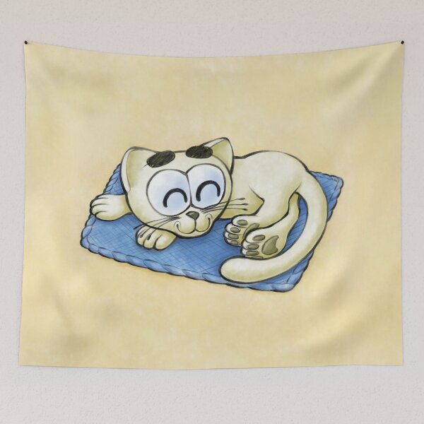 Item preview, Sleeping Kitten (Yellow and Blue) - Happy Kittens Cat Drawing designed and sold by TomsZoo.