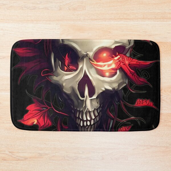 Item preview, The Crimson Enigma - A Grim and Eerie Painting of a Skull Enshrouded in Red Leaves designed and sold by GalihDA.