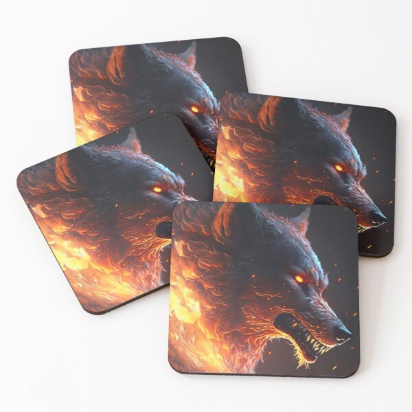 Item preview, burning head wolf v2 designed and sold by warzin.