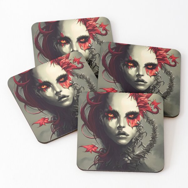 Item preview, The Elegance of Decay - A Portrait of a Woman Wrapped in Red Leaves designed and sold by GalihDA.