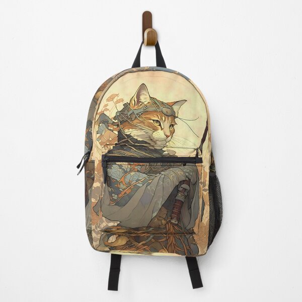 Item preview, Art Nouveau Traditional Japanese Cat Samurai Knight designed and sold by entwithanaxe.