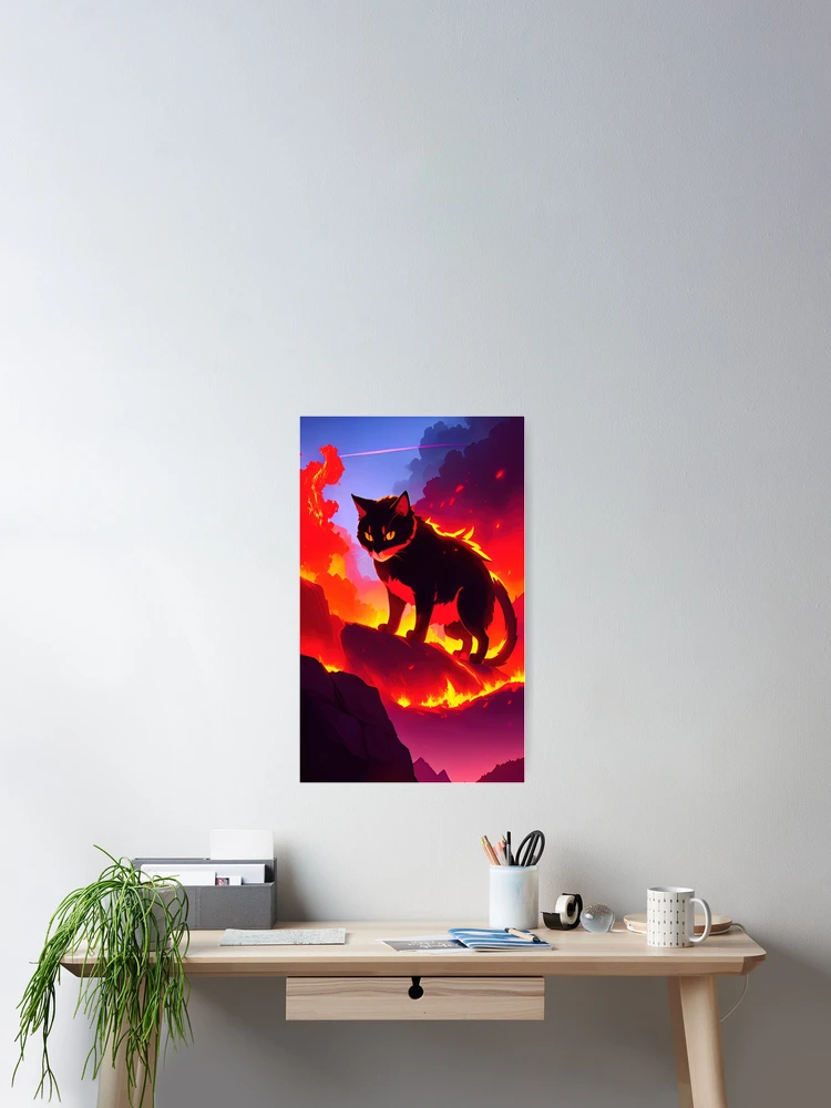 Thumbnail 2 of 3, Poster, Fire Elemental Cat designed and sold by RockingPandS.