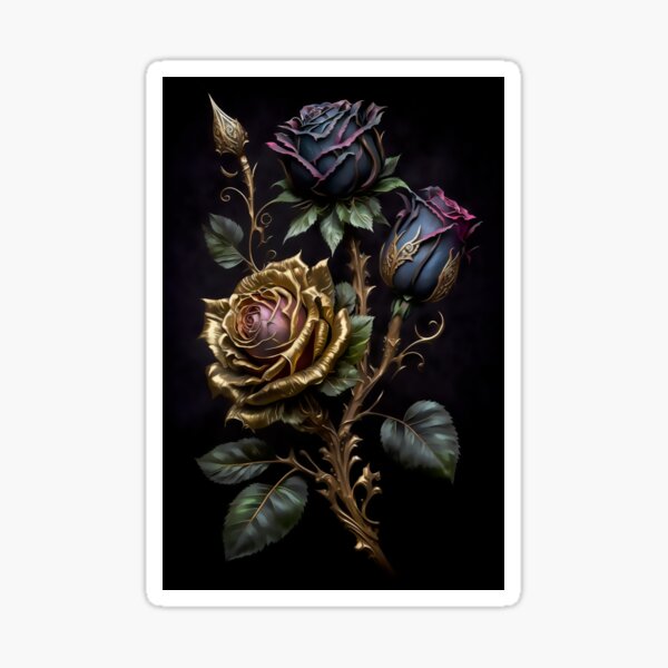 Item preview, Moody Blooms, Beautiful Vibrant Roses with Golden Metallic highlights designed and sold by Orianah.