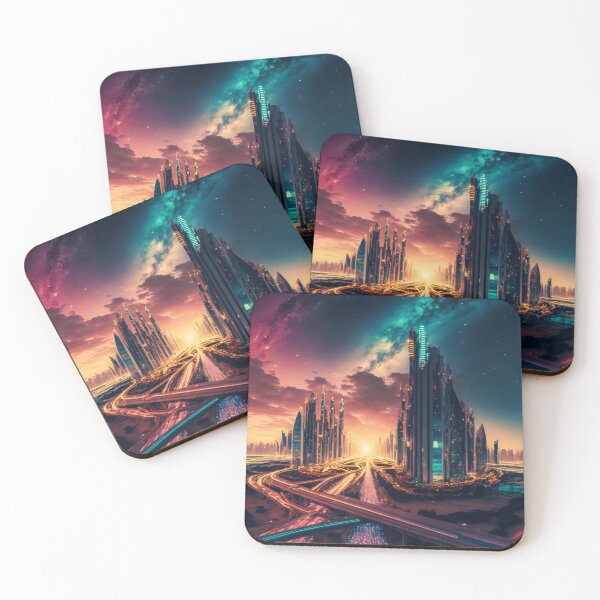Item preview, Smart city skyline with colorful milky way skyscrapers designed and sold by Marc Alexander Kunze.