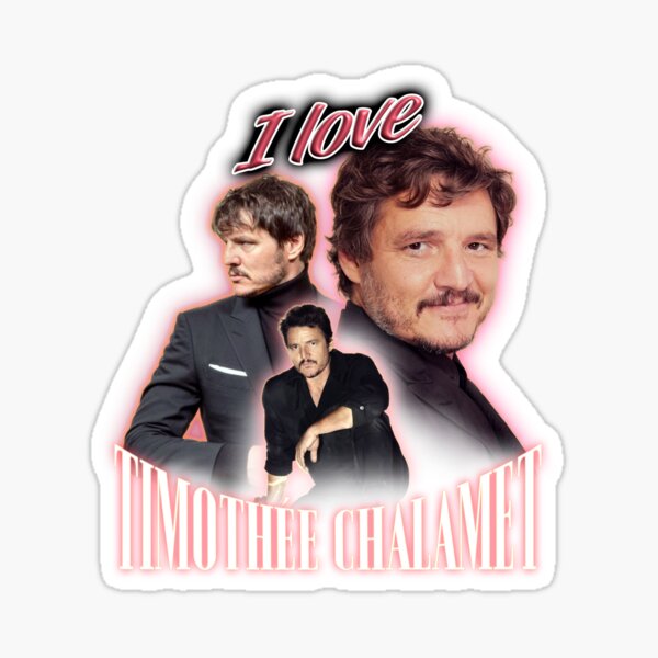 I Love Timothee Chalamet Pedro Pascal Cursed Fan Collage Sticker