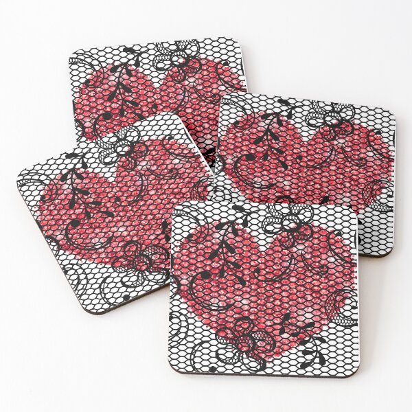 Item preview, Black Lace Overlay with Red Heart !! designed and sold by SunMoonBeyond.