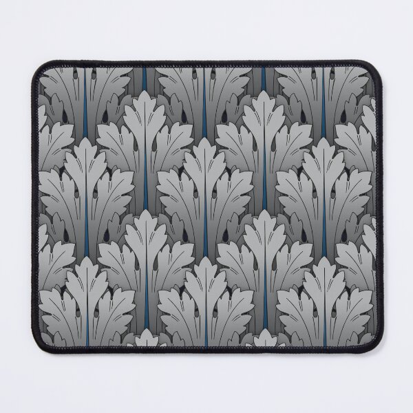 Item preview, Art Nouveau Acanthus Floral Pattern Gray on Dark Blue designed and sold by MadfishDesigns.