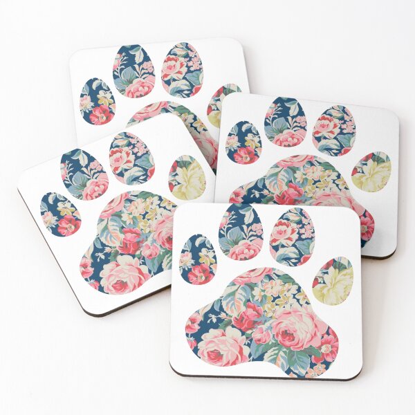 Item preview, Navy Floral Paw Print designed and sold by annmariestowe.