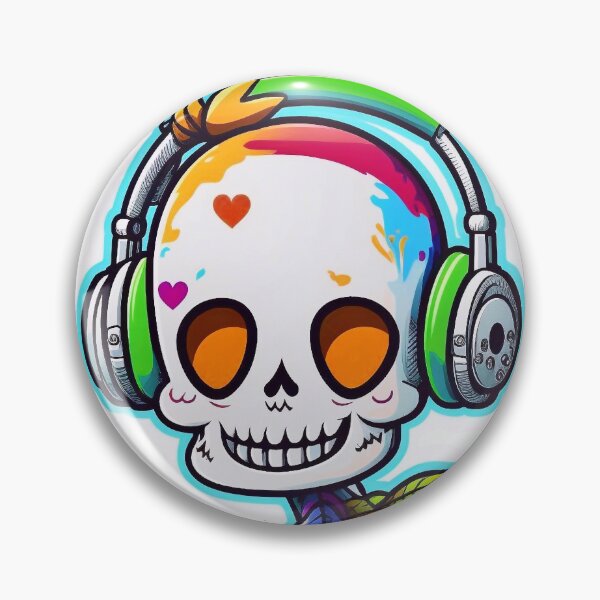 Item preview, Lindo cráneo blanco escucha música con auriculares designed and sold by knuppify.