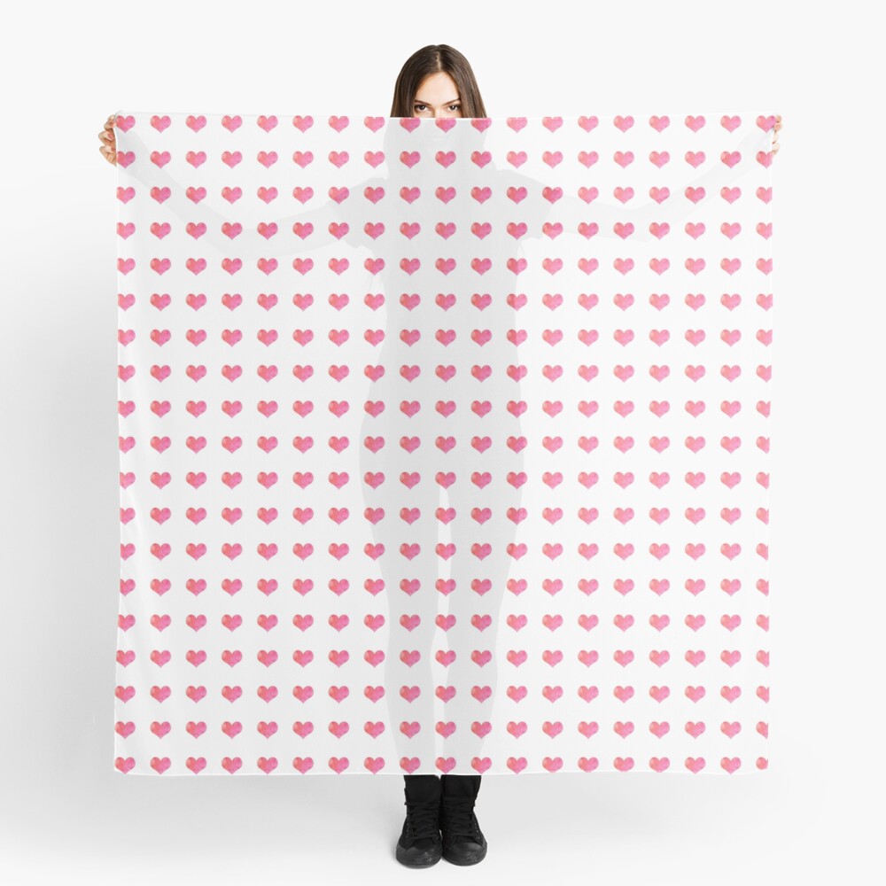 Watercolor Hearts Pattern 1 Scarf