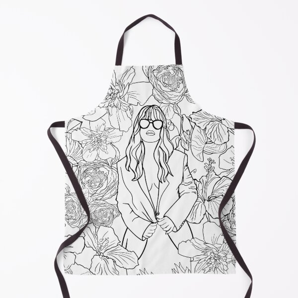 Item preview, Antistress coloring page. A beautiful girl in a jacket and sunglasses is posing. A background of blossom tropical flowers designed and sold by Anastasiia Yurevych.