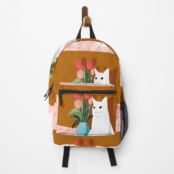 Item preview, White Cat with tulip vase - Orange designed and sold by RahimaUmmi.