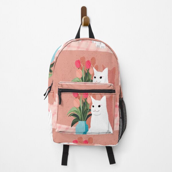 Item preview, White Cat with tulip vase - Peach designed and sold by RahimaUmmi.